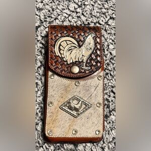 Leather Phone Case with Rooster Design
